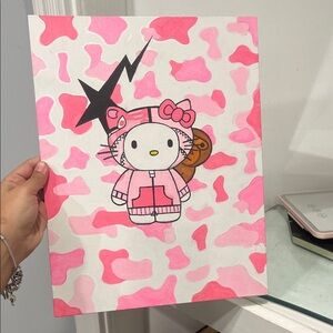 Hello Kitty Pink BAPE Art Painting Flat Canvas Handmade! 🩷